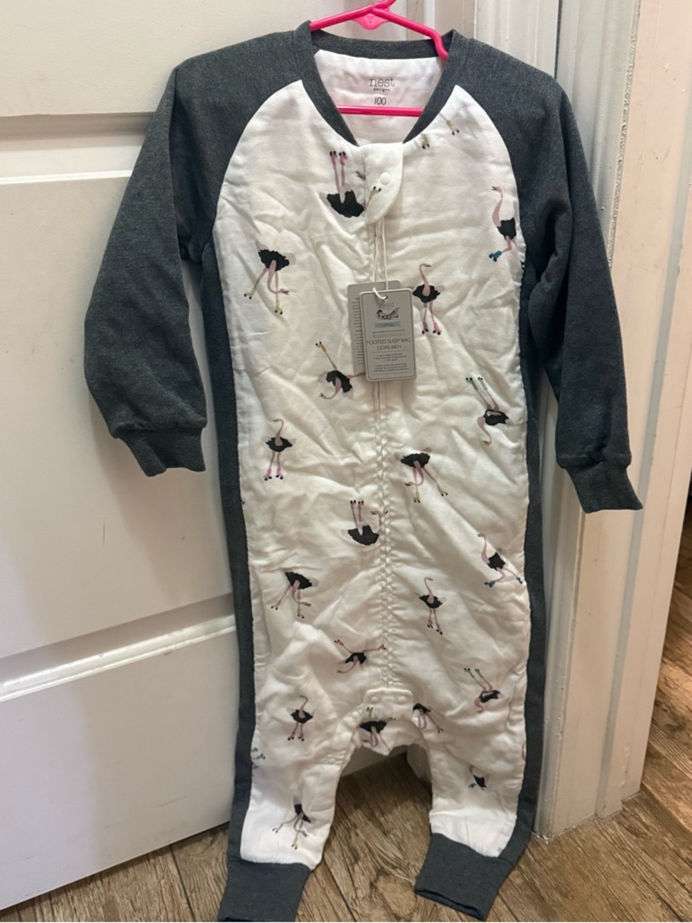 BAMBOO White Footed Baby Sleep Bag with Ostrich Print